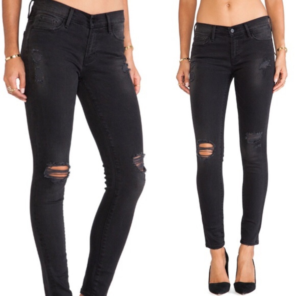 Frame Denim Le Skinny de Jeanne Black Cropped